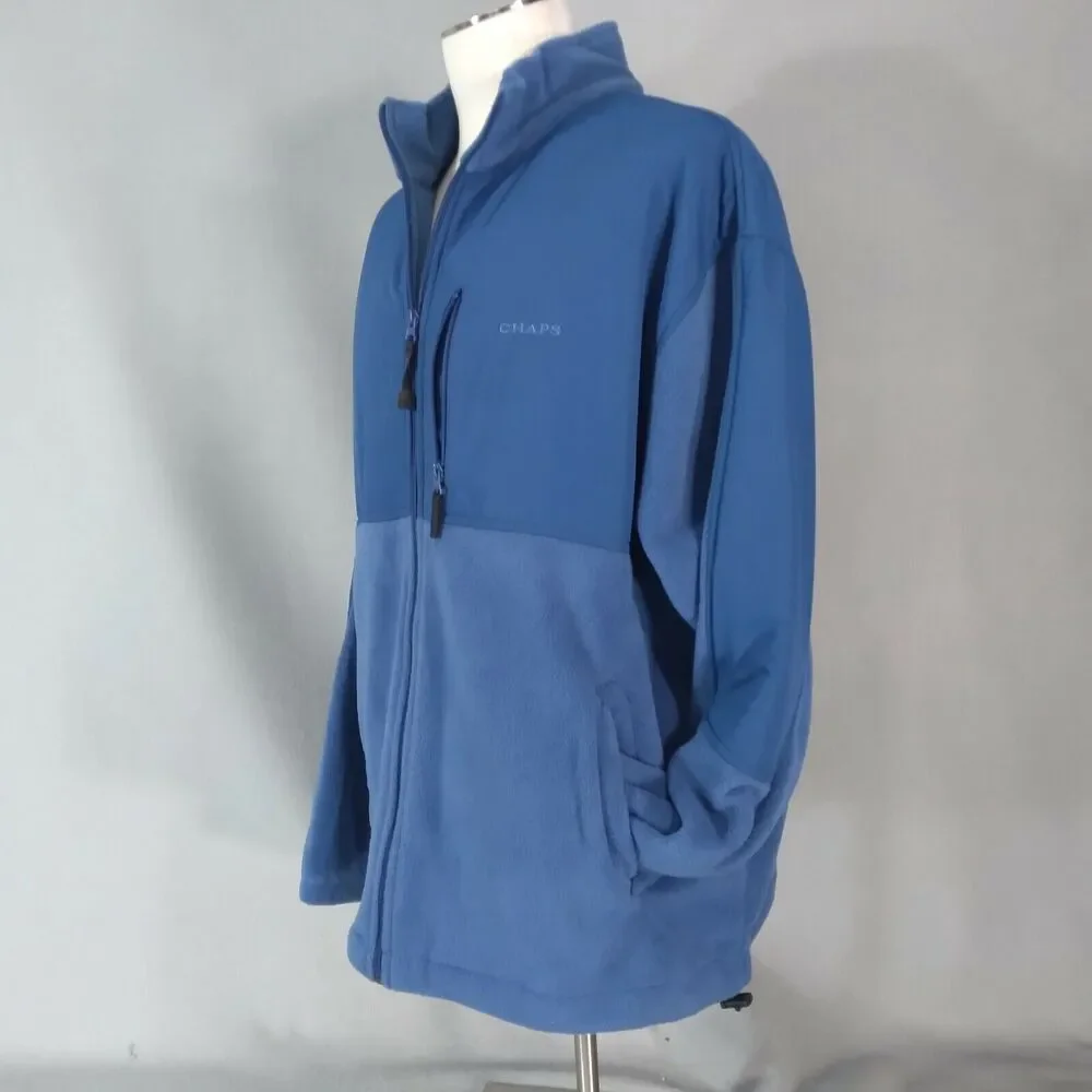 Chaps Ralph Lauren‎ Fleece Jacket Mens 2XL Blue Full Zip Outdoor
